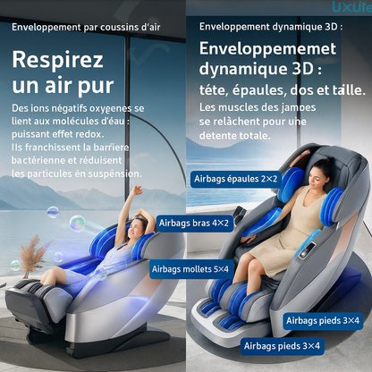 Fauteuil de massage 4D ukLife 210 dans un salon premium, ambiance lifestyle élégante