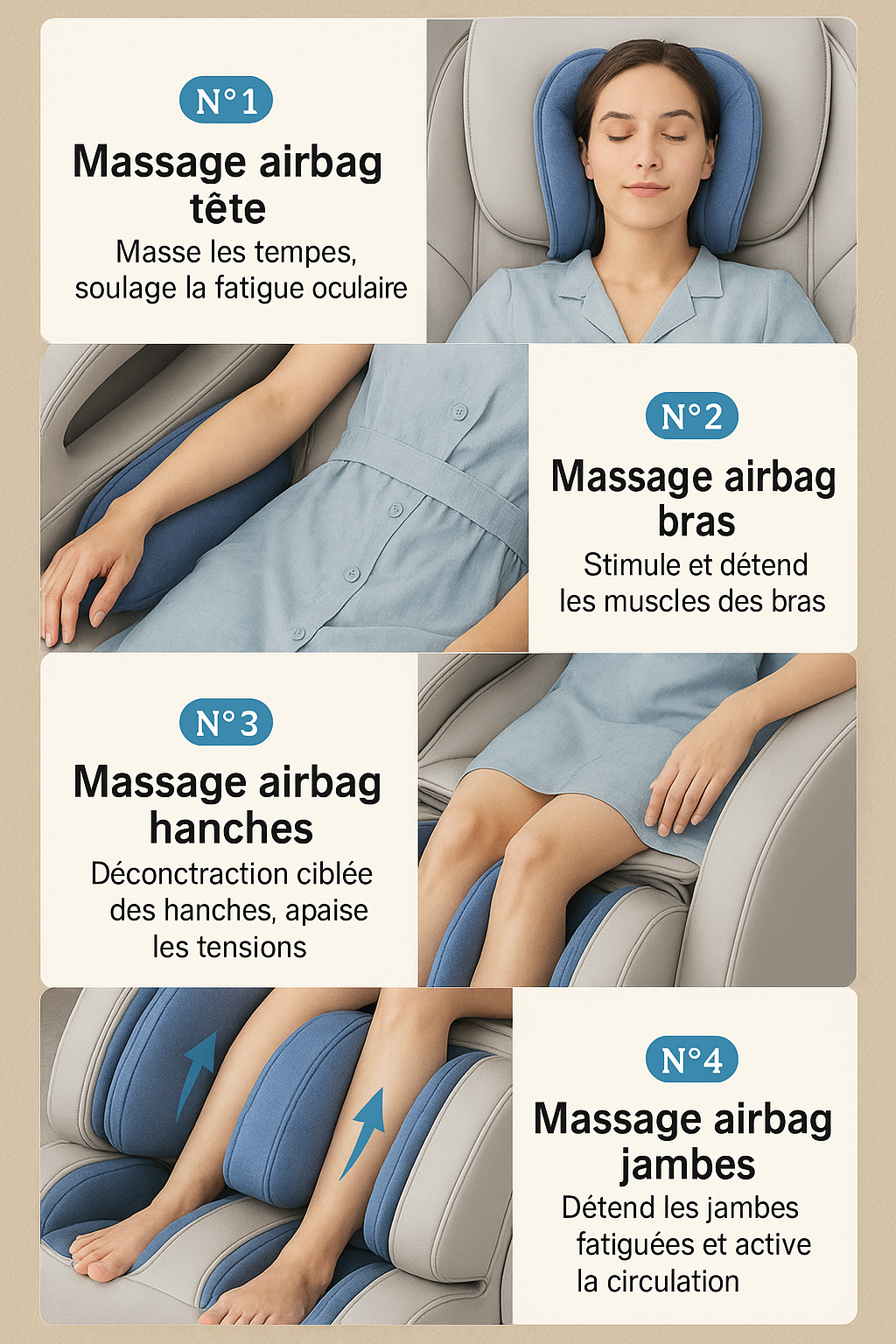 Airbags de bras — stimulation et relaxation musculaire